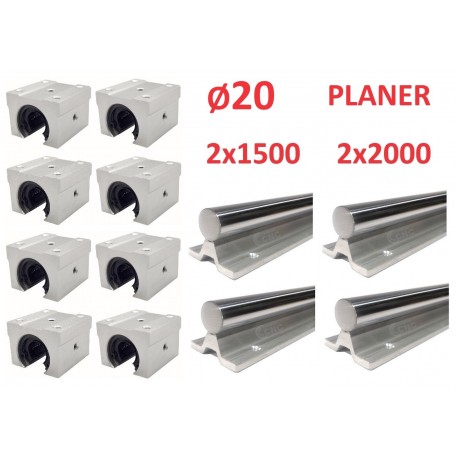 Zestaw Planer | Prowadnice SBR20 (2x1500, 2x2000) + wózki SME20OP (8szt)