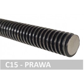 Tr 24x5-P-1500mm śruba trapezowa C15, prawa czarna