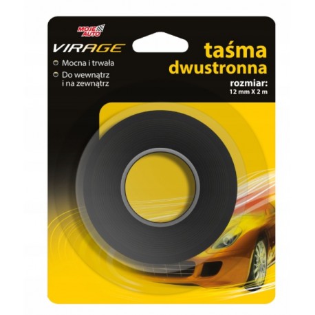 Taśma dwustronna 12mm x 2m czarna 