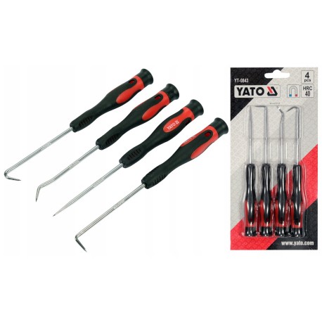 Zestaw 4 haczyków z rękojeścią YATO