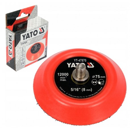 Talerz polerski z rzepem 75mm, GWINT 5/16" (8 mm) YATO