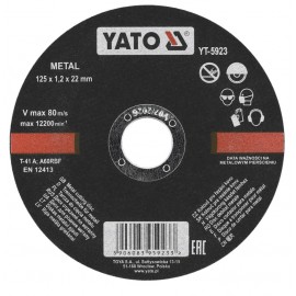 Tarcza do cięcia metalu INOX 125x1.2x22 YATO