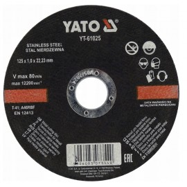 Tarcza do cięcia metalu INOX 125x1.0x22 YATO