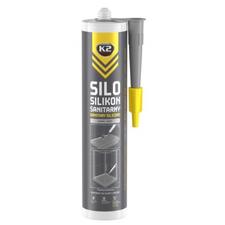 SILIKON SANITARNY SZARY 300ml K2 SILO  odporny na wodę, pleśń i grzyby